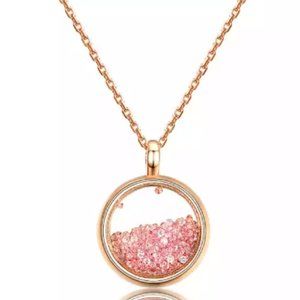 925 18k rose gold floating gemstone necklace~